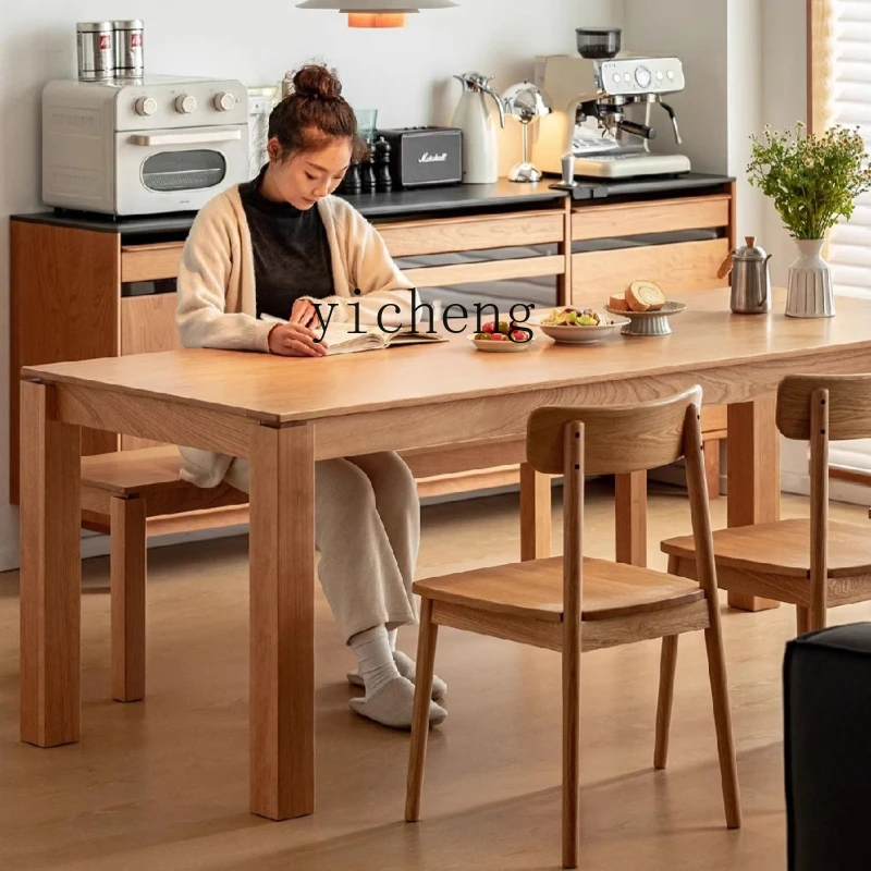 

XL dining table household solid wood large board long table Nordic cherry wood to the living room desk workbench