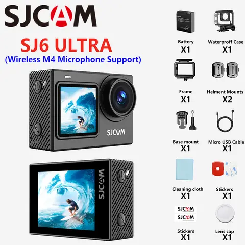 Caméras d'action ultra-performantes SJCAM SJ6, clarté 4K réelle, 32FPS, 20M, prise en charge du micro sans fil, objectif grand angle, SteadyMotion 2.0