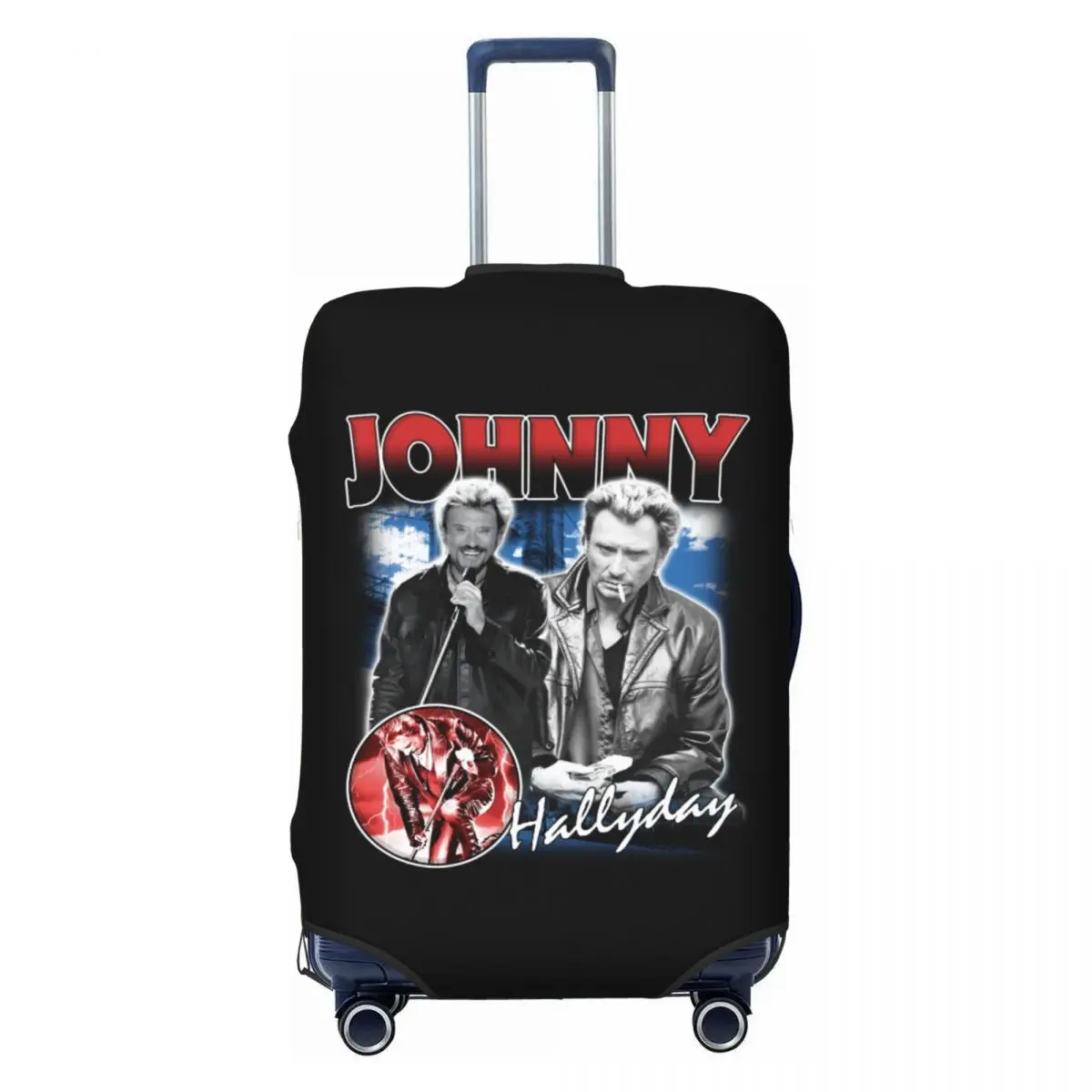 

Custom Johnny Hallyday Luggage Cover Fashion French Singer Rock Music Suitcase Protector Covers Suit For 18-32 inch