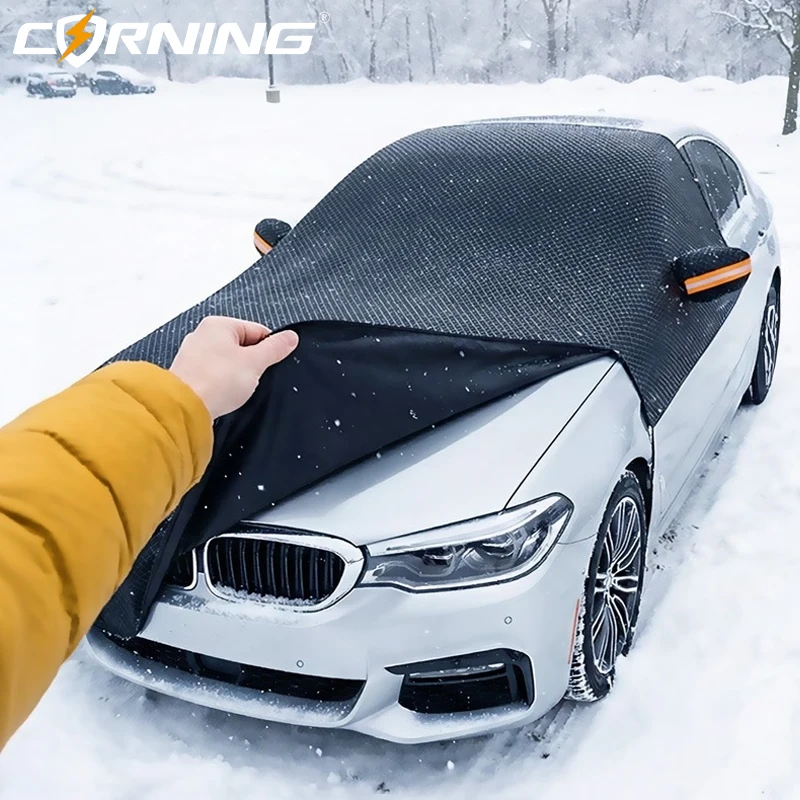 Auto-Windschutzscheiben-Schneeabdeckung Sonnenschutz Vier Jahreszeiten Anti-UV Frost Staub Eis Schutz Universell Passend für die Meisten Autos – Detail 2