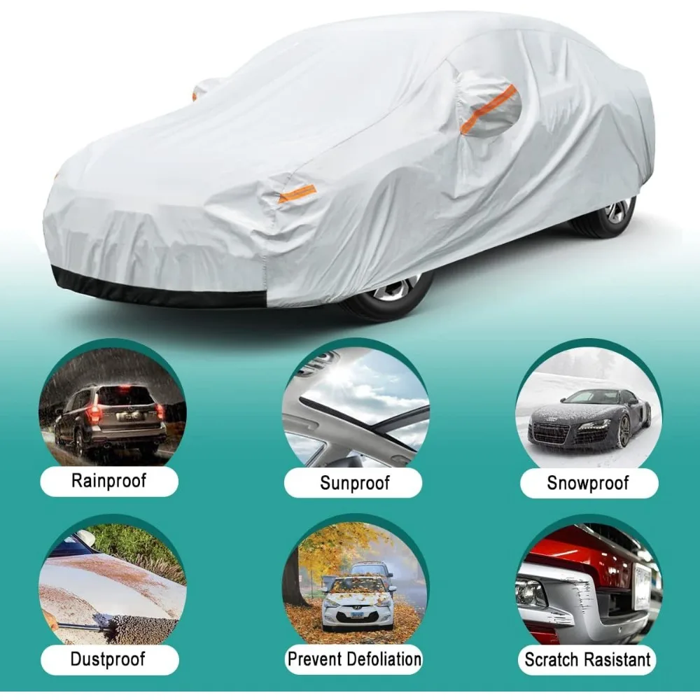 غطاء سيارة مناسب تمامًا لحماية جميع الأحوال الجوية، مقاوم للماء عالي التحمل، مناسب لموديلات 1990-2025، حماية من أشعة الشمس والأشعة فوق البنفسجية والمطر،
