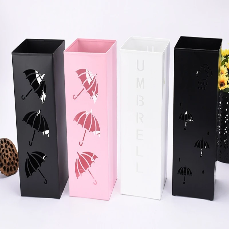 1PCS Umbrella Holder Metal Hollow Out Stand Storage Bucket Freestanding Round Bin Waterproof Walking Sticks Rack
