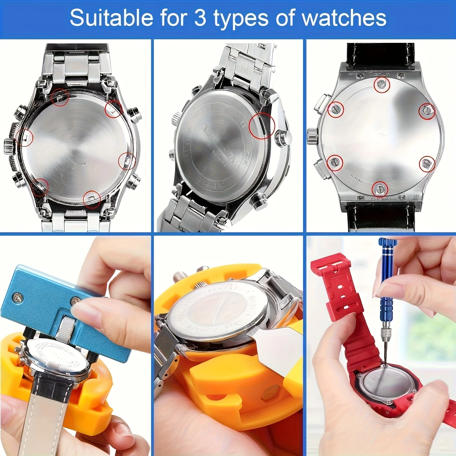 Watch Battery Replacement Kit Service Screwdriver Watch Band Replacement Tool Shell Opener Ideal Choice for Gifts