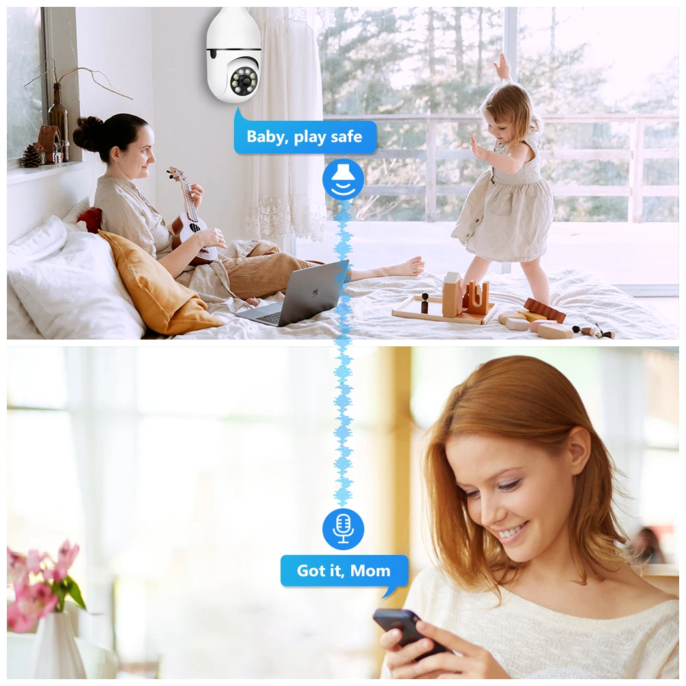 Movols WiFi Bulb Camera E27 Video Surveillance Home Indoor Security Baby Monitor IP Color Night Vision AI Auto Human Tracking