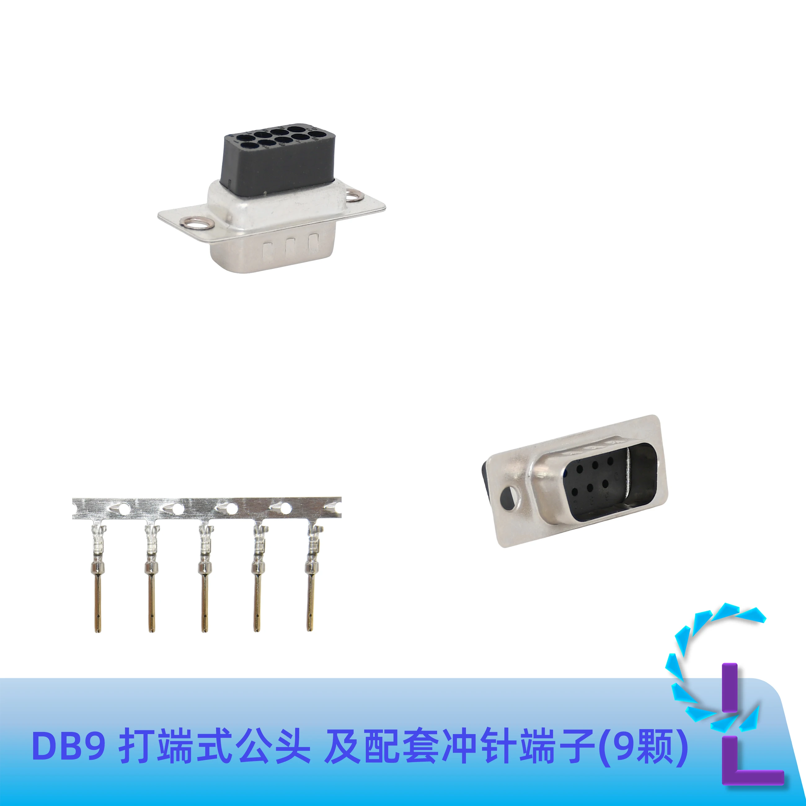 End Type D-SUB Male and Female Pins 0.76 1.0 Wiring Terminal, Traditional Half Gold Punching Pin, No Soldering Pin Arrangement