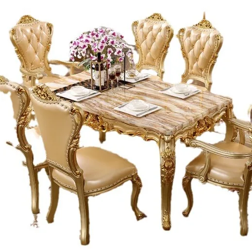 

#For European dining chair, leather first layer cowhide backrest chair solid wood simple European style luxury