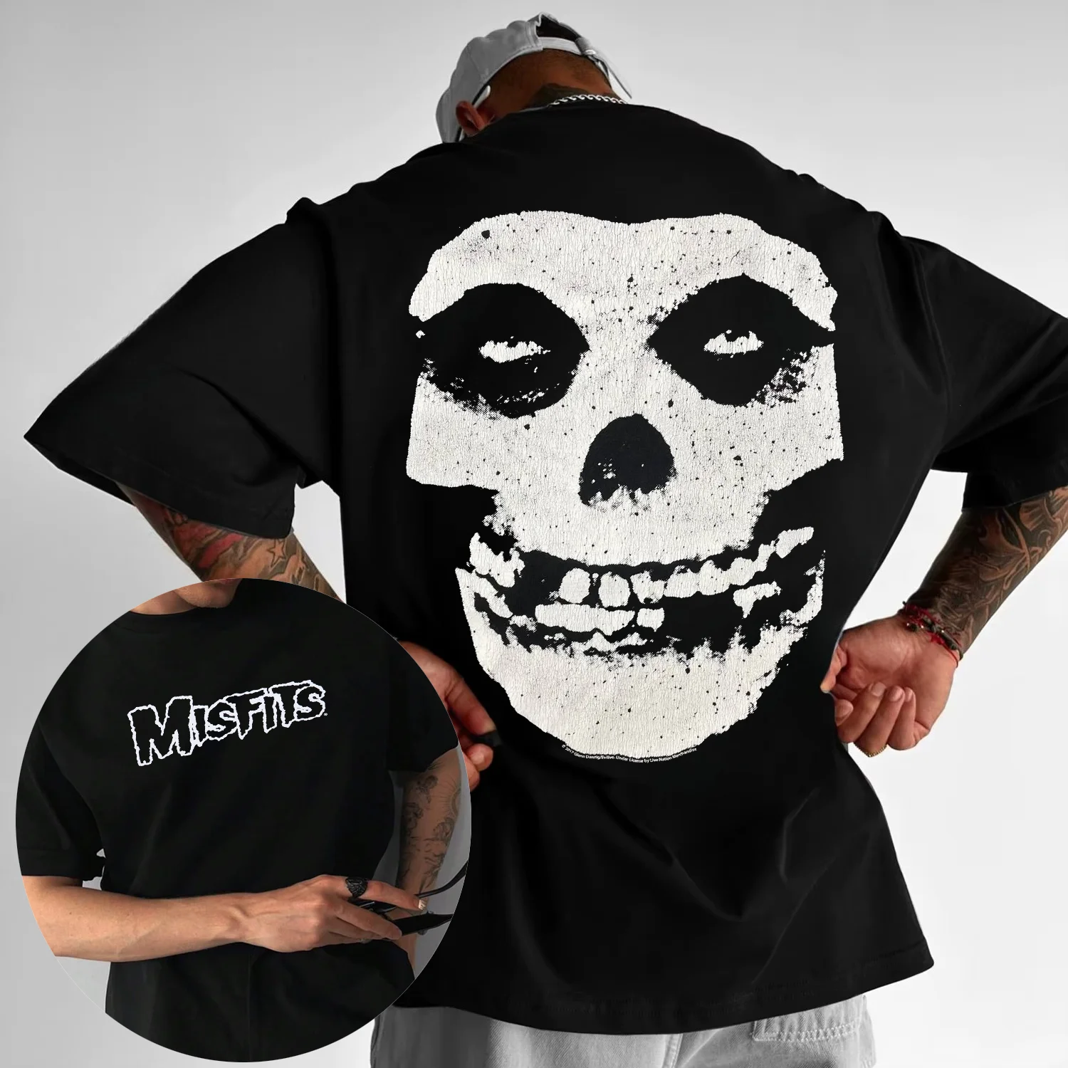 

Лето 2022, мужская новая модная футболка Misfits в стиле панк из 100% чистого хлопка с принтом, уличная дышащая футболка в стиле ретро Y2k