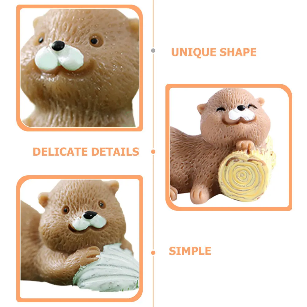 8 Pcs Miniature Otter Figurines Resin Craft Dollhouse Decorations Micro Landscape Statues Home Office Café Table Garden Animals