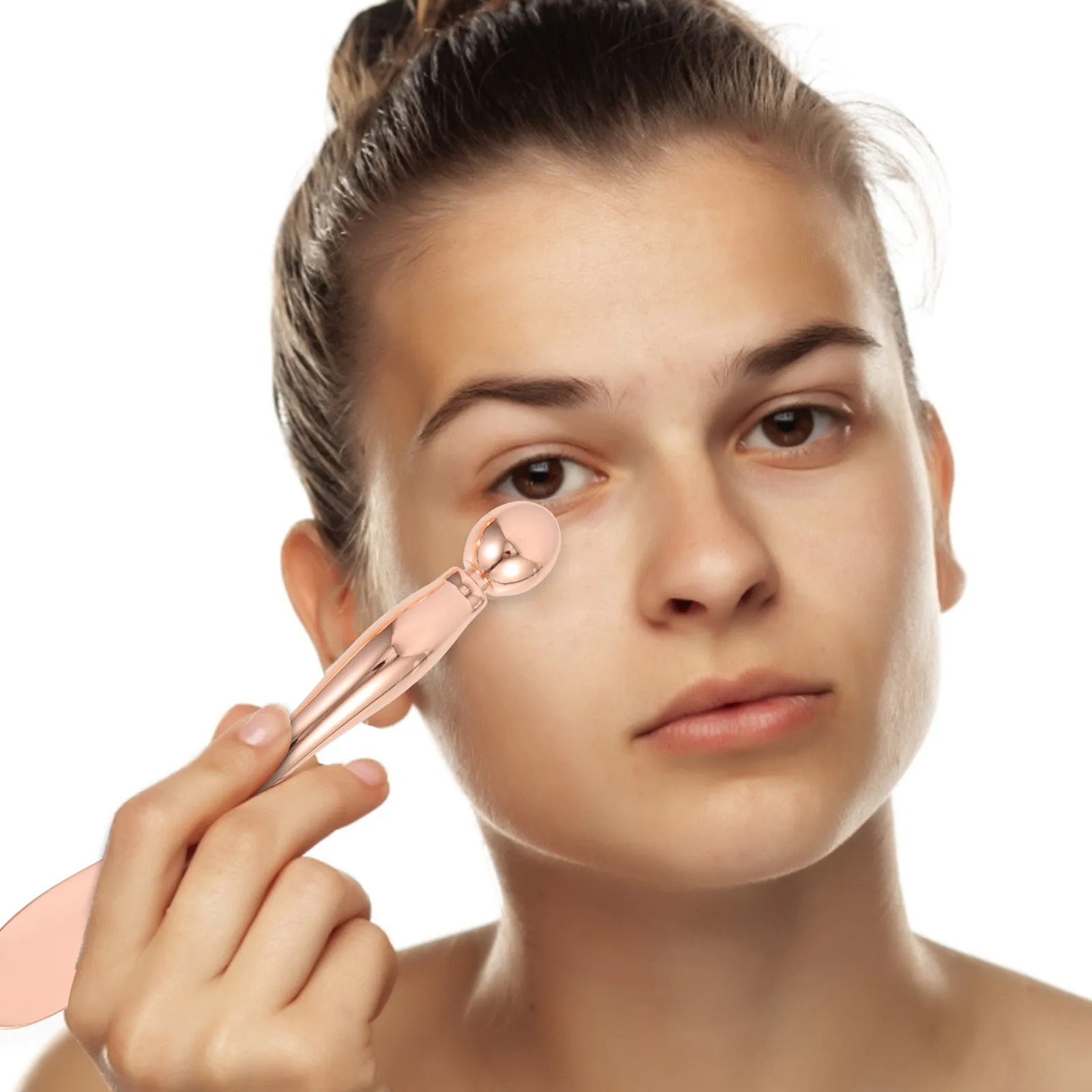 

Набор из 2-х Т-образных металлических массажеров для глаз: инструмент для снятия отеков и уменьшения морщин, портативный ролик для моделирования овала лица