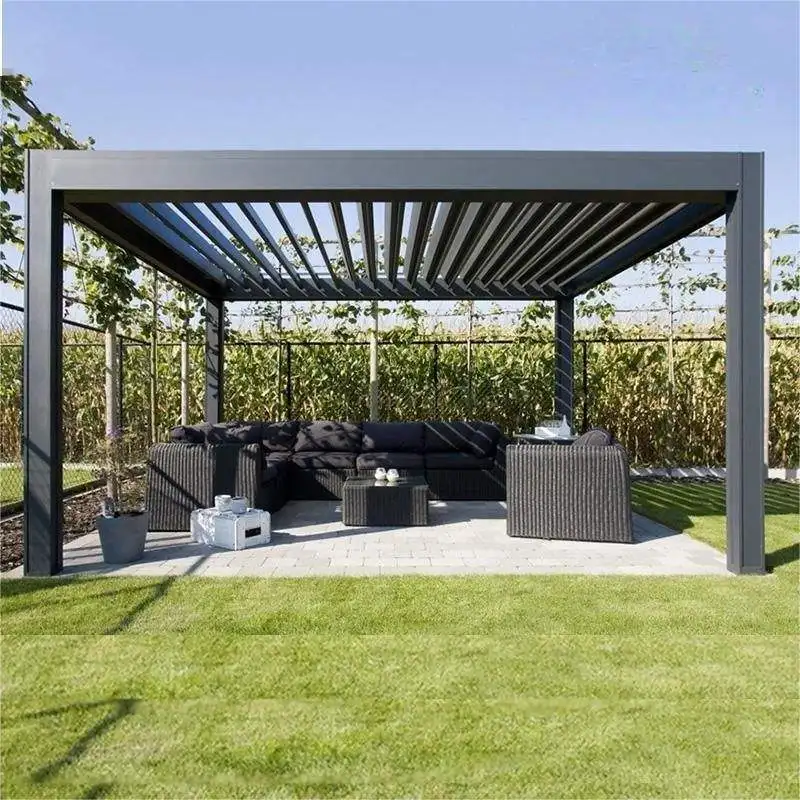 Garden Oasis Aluminum Pergola Louvered Roof Gazebo Canopy Heavy Duty Outdoor Patio Shelter Waterproof UV Block Sun Shade Tent
