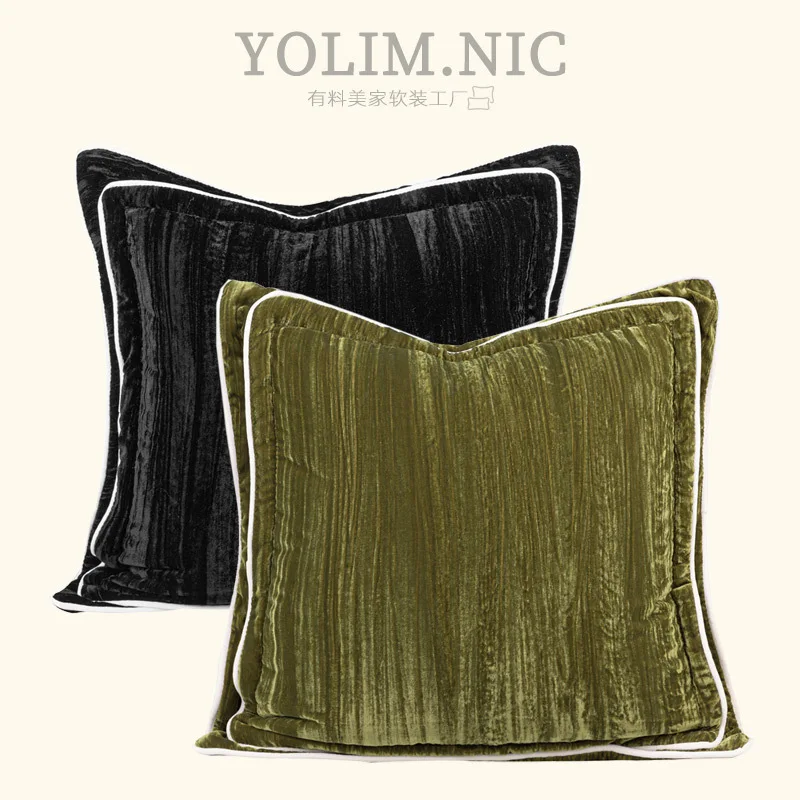 Light Luxury French Style Cushion Cover Retro Moss Green Pillow Case 45x45cm For Home Hotel Bed Living Room Sofa Simple