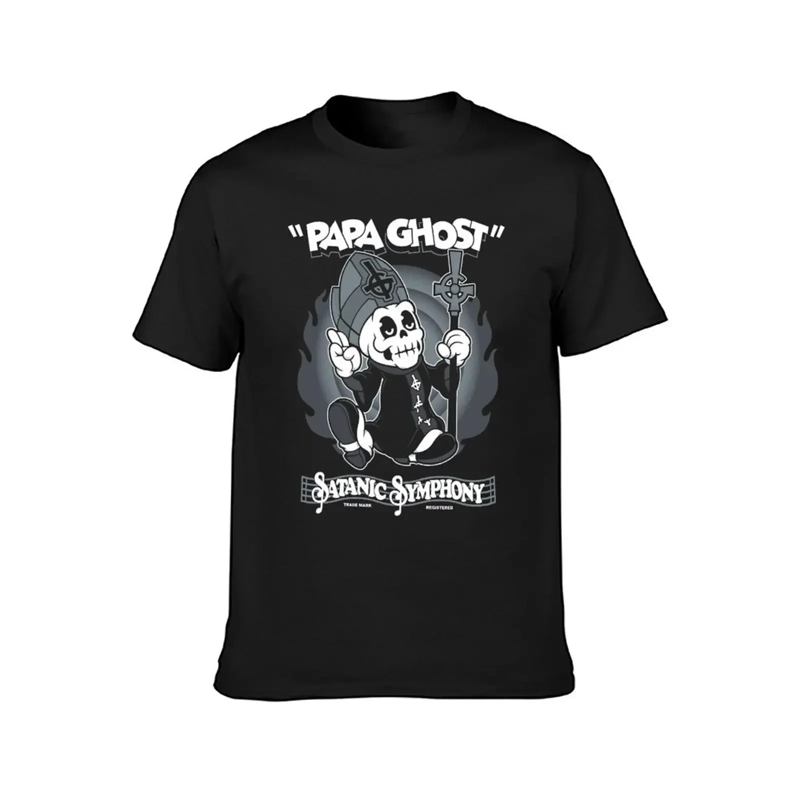 Papa Ghost - Vintage Cartoon Satanic Symphony - Creepy Cute Goth T-Shirt Blouse vintage man clothes t shirts for men graphic