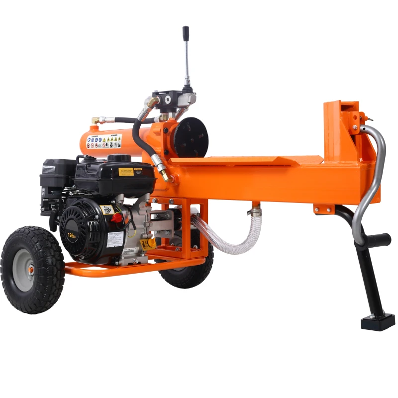 Log Splitter Portable 20 Ton Auto Return Ram System Gear Pump 7HP Engine Horizontal Full Beam Steel Wedge Firewood Splitting For