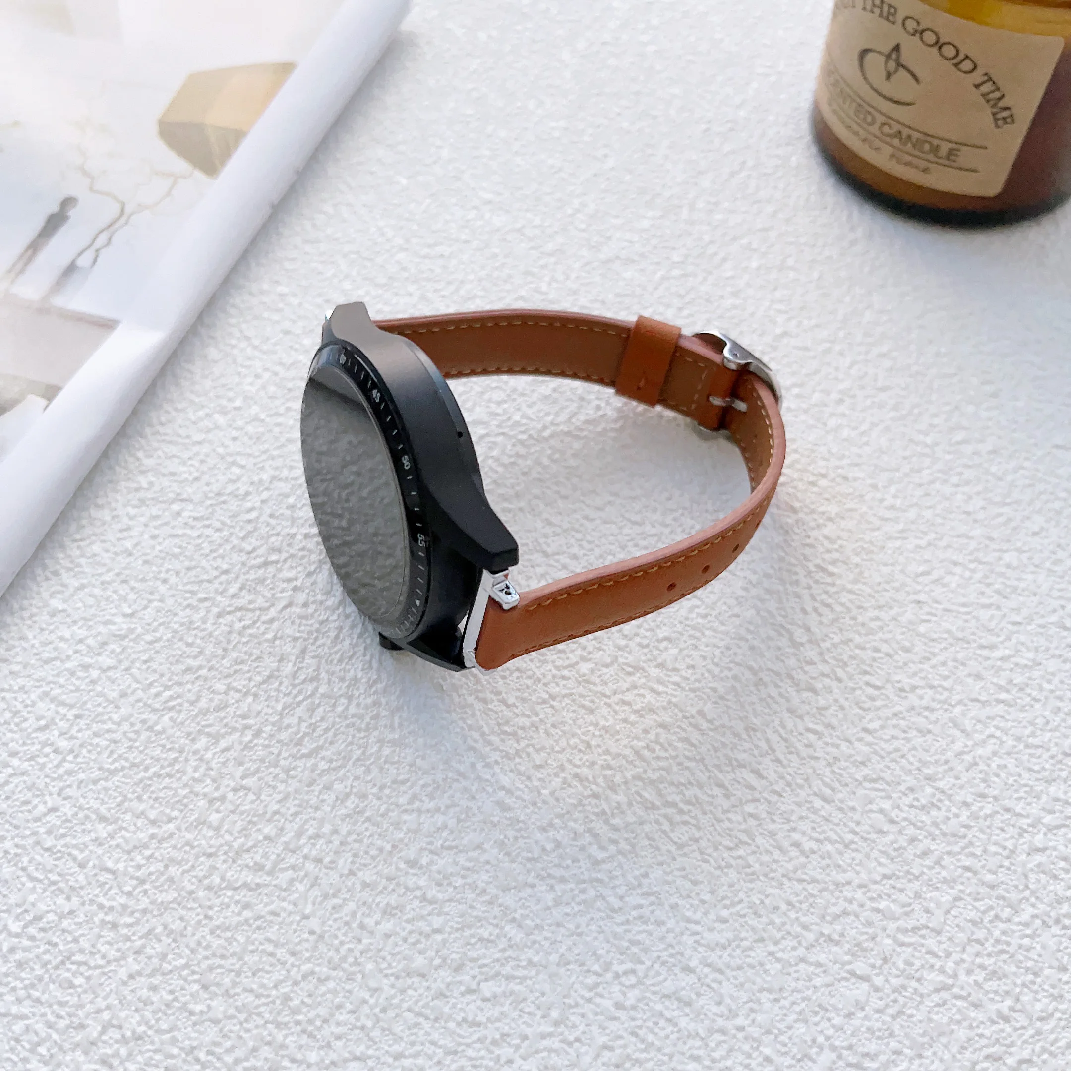 หนังสำหรับ Samsung Galaxy Watch5 40/44มม.5pro 45 Slim สำหรับ Galaxy Watch4 40มม.42/46Mm 20/22มม.เข็มขัด