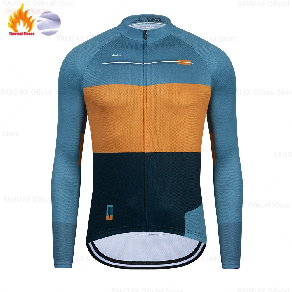 Raudax Winter Thermal Fleece MTB Uniform Men\'s Team Cycling Jacket Ropa Ciclismo Long Sleeve Cycling Jersey Bicycle Clothing