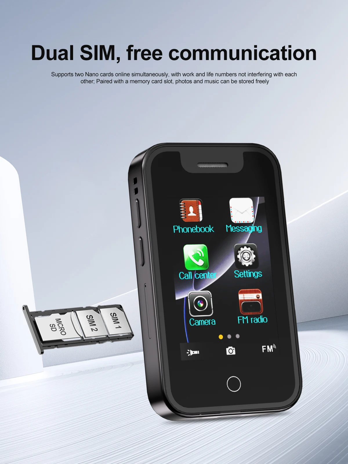 SERVO Mini 2.4" Touch Screen 2G Unlocked Cellphone Bluetooth Call Dual SIM FM Radio Torch Voice Recorder Portable Mobile Phone