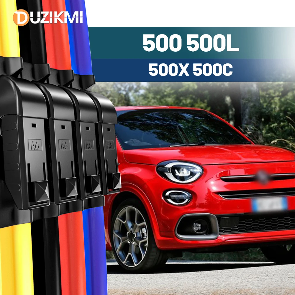 

For Fiat 500 500L 500X 500C 2007-2023 2016 2017 2018 2019 2020 2021 2022 2pcs Front Windshield Windscreen Wiper Blades Red Blue