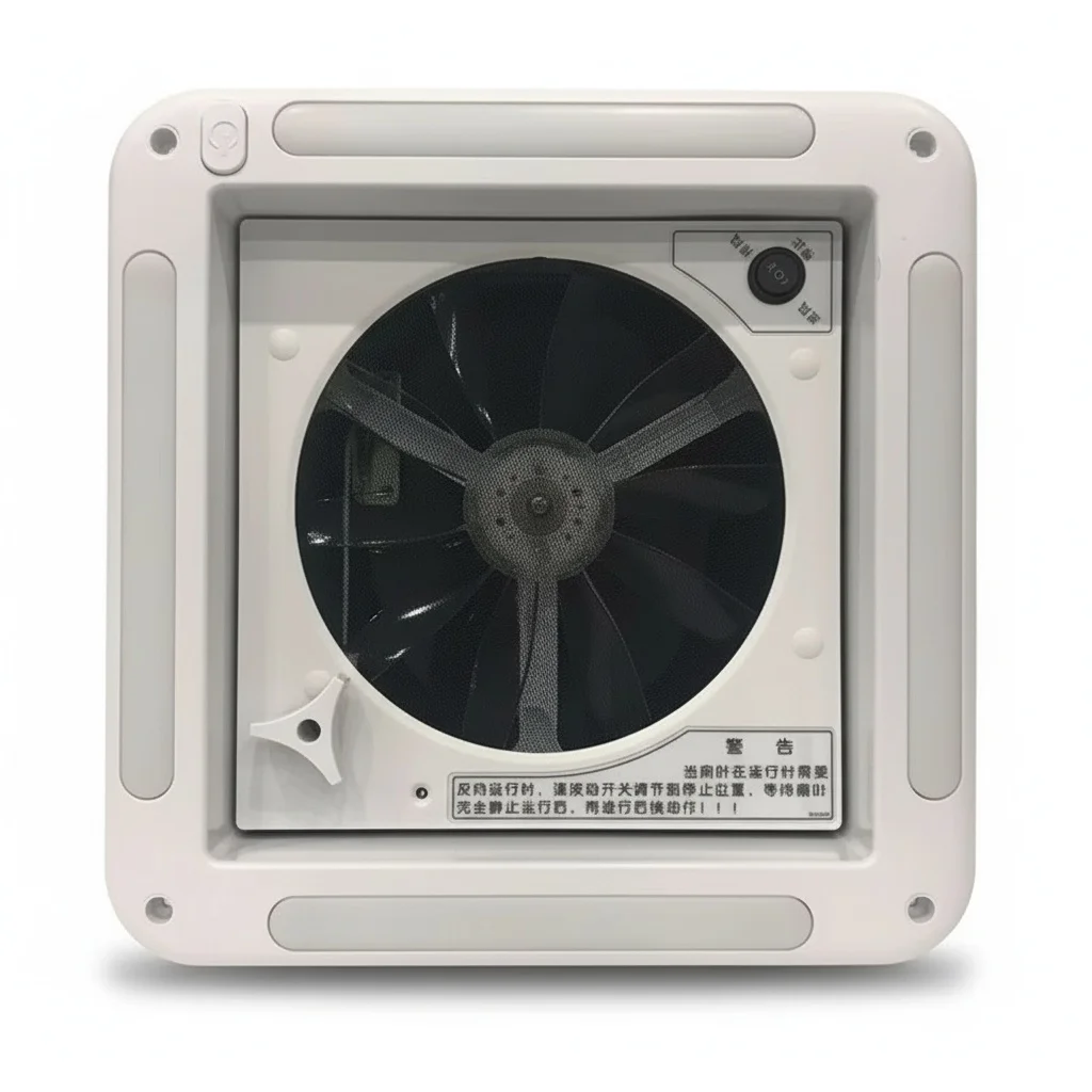 

12V RV Ventilator, Model 280 Skylight Fan with Built-in Light, Camper Roof Vent, Two-way Exhaust,Mosquito Net for RV Car Caravan