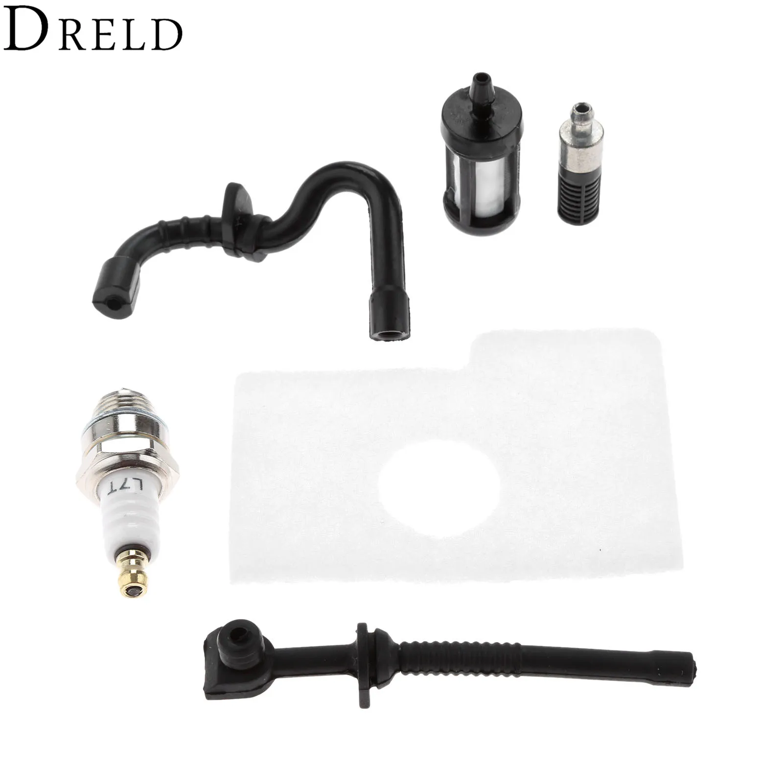 DRELD-filtro de aire de 6 unids/set, Kit de bujías de filtro de línea de aceite combustible para Stihl 017 018 MS170 MS180 MS 170 180, piezas de repuesto para motosierra