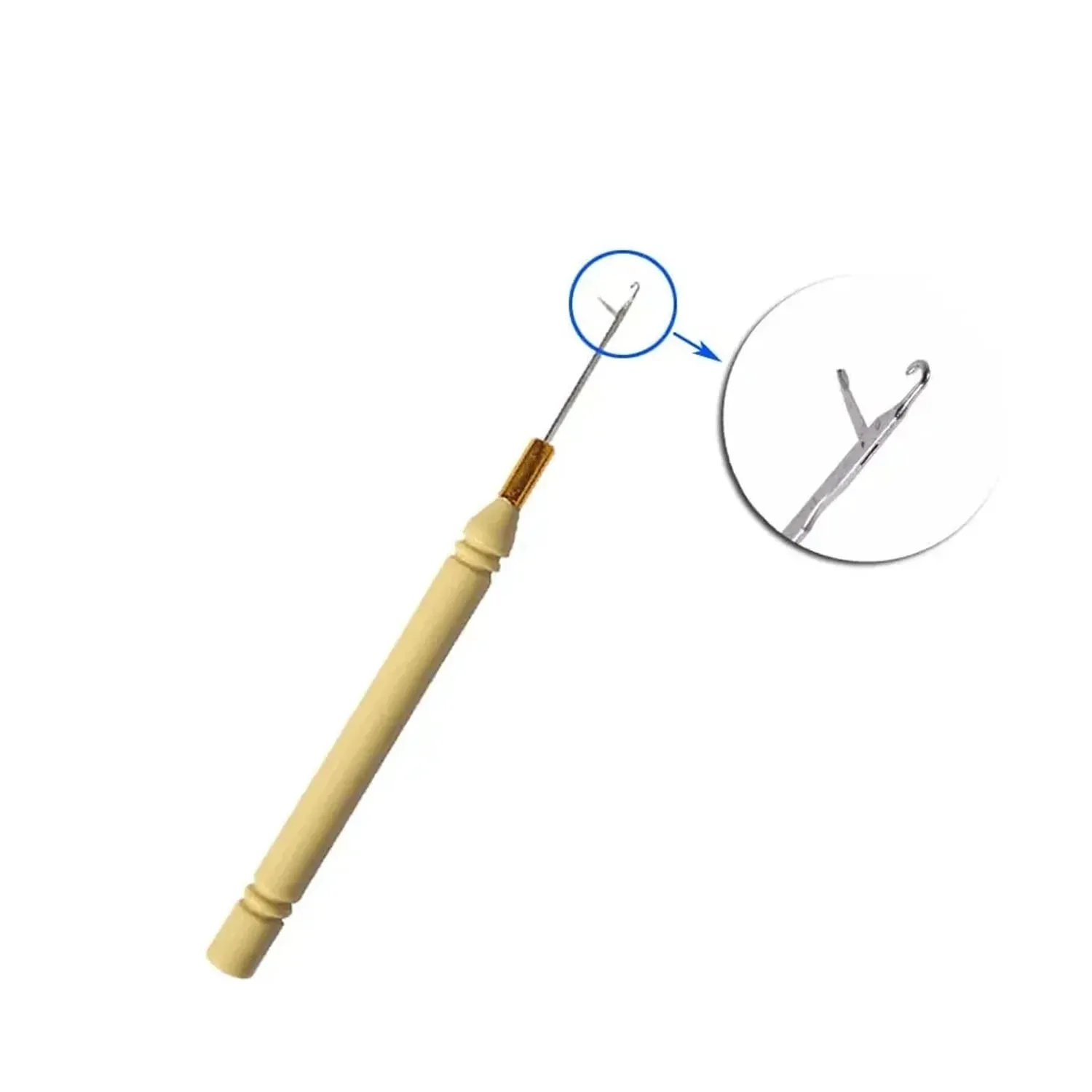 12 قطعة من غطاء خطاف كروشيه بمقبض خشبي، يستخدم لصنع باروكات الدانتيل، وصلات شعر بحلقة صغيرة وأدوات النسيج