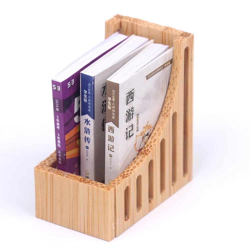 Dollhouse Wooden Bookcase Hollow Wood Book Stand Toy Miniature Ornament Model Doll Accessories Home Decor Desk Decoration Crafts