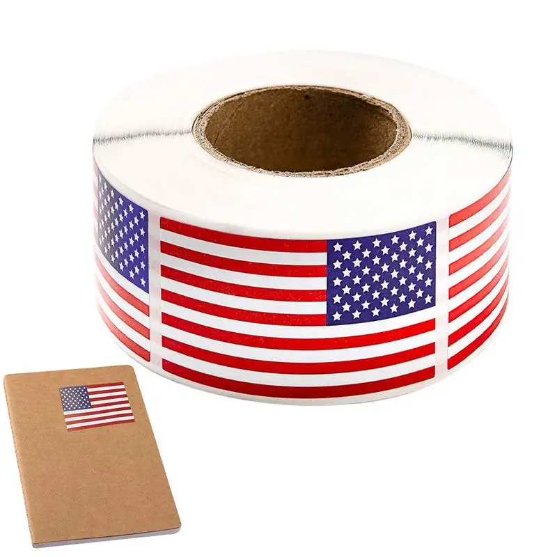 

US Flag Decal 1.2x2inch Patriotic Car Decals 250 Per Roll Adhesive Badge Clings For Window Automotive Bumper Bookshelves