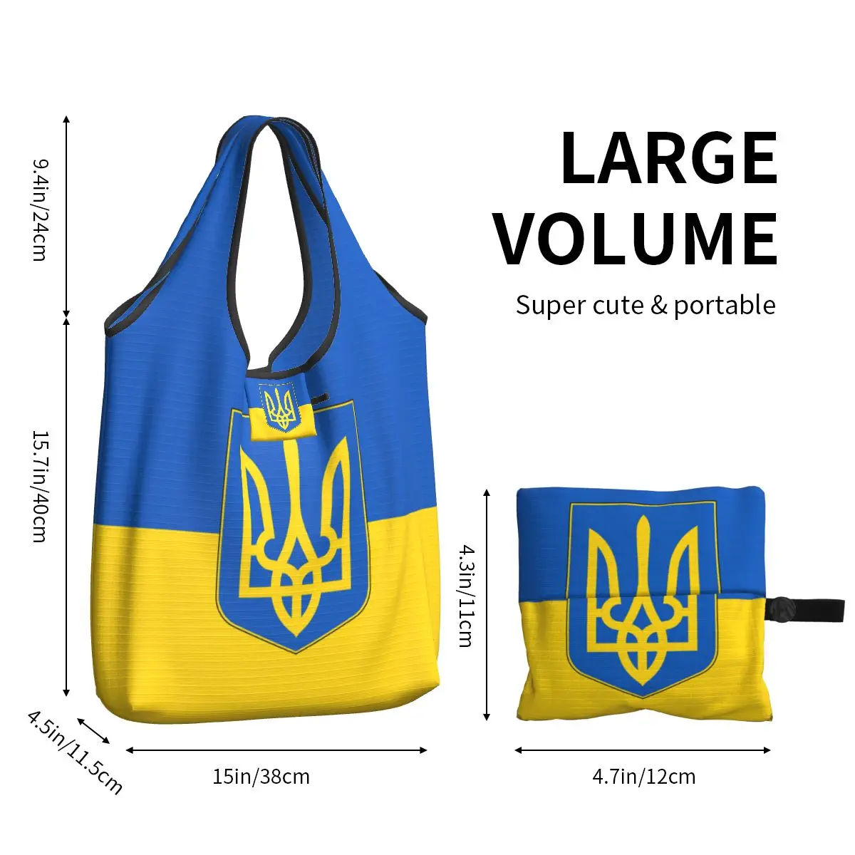 Reusable Flag Of Ukraine Shopping Bag Women Tote Bag Portable Patriotic Grocery Shopper Bags