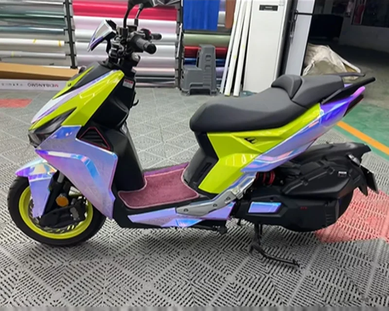 Hochwertiger, glänzender, neonfarbener, fluoreszierender, gelber Vinyl-Wickelrolle zum Selbermachen, selbstklebender Aufkleber für die Autoverpackung – Detail 1