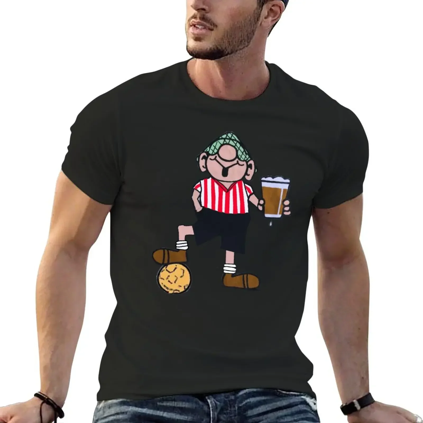 

Красно-белая футболка с надписью ANDY CAPP, милые футболки для мальчиков, мужские хлопковые футболки