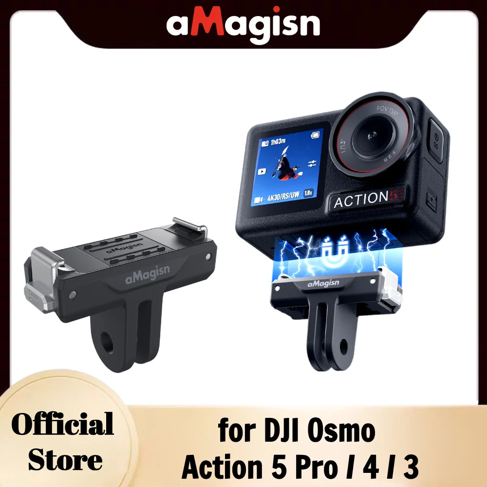

aMagisn Quick Release Mount ,Plastic Magnetic Base with Secure Claw-Lock Adapter for DJI Osmo Action 5 Pro / 4 / 3 Accessories