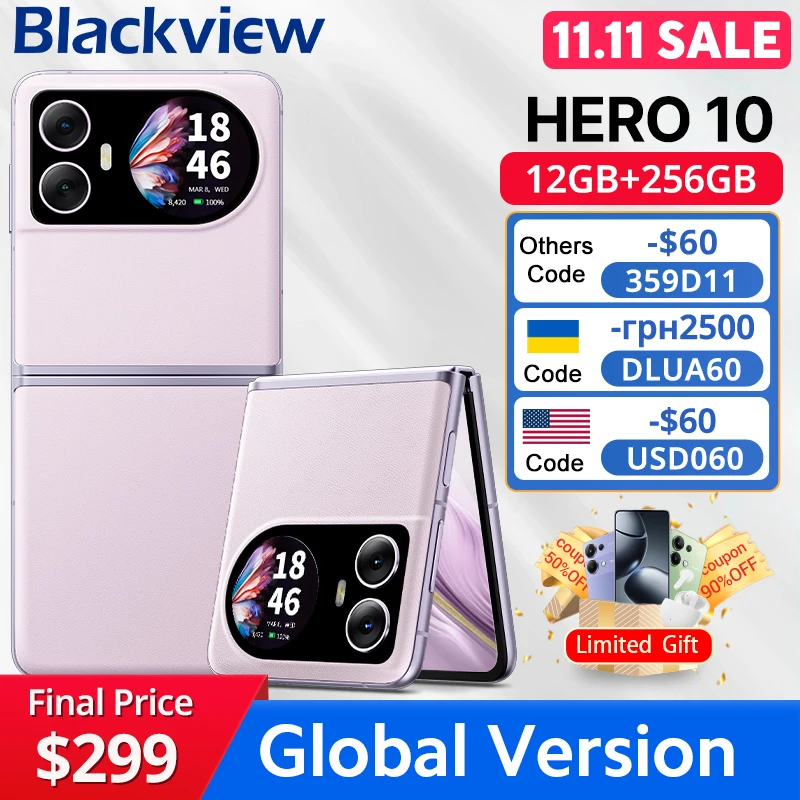 Blackview HERO 10 Smartphone 6.9 inch AMOLED Folding Display 108MP Camera 12GB 256GB MTK Helio G99 45W Charging