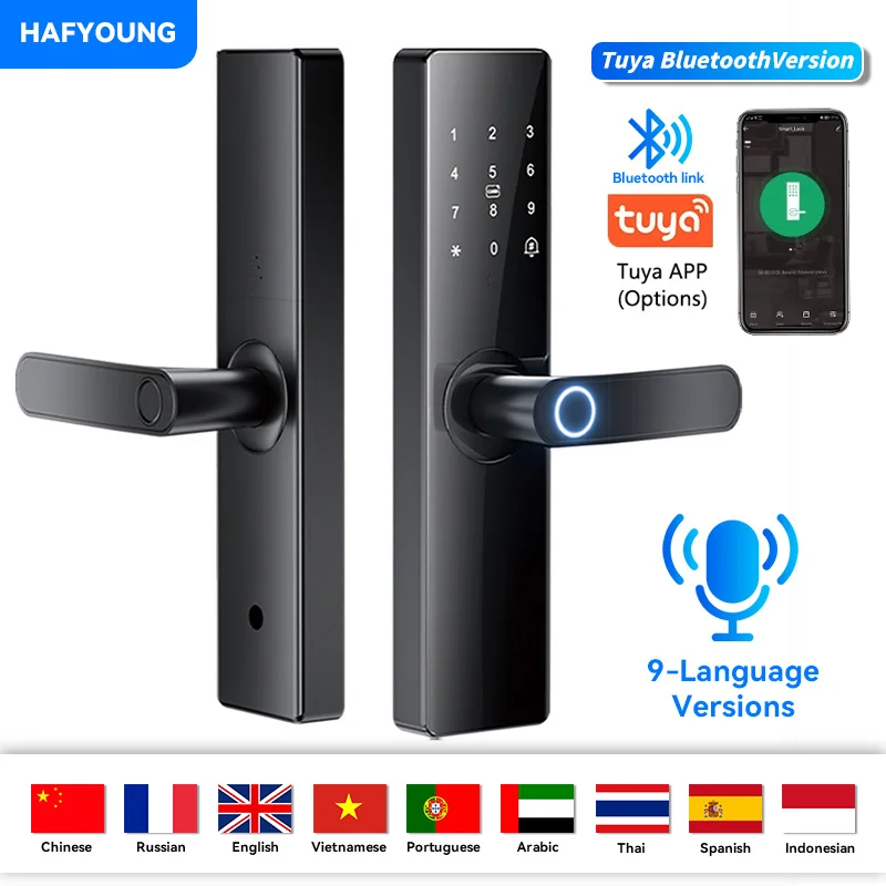 

Tuya Electronic Smart Door Lock With Biometric Fingerprint Card Password Key Unlock USB Emergency Charge