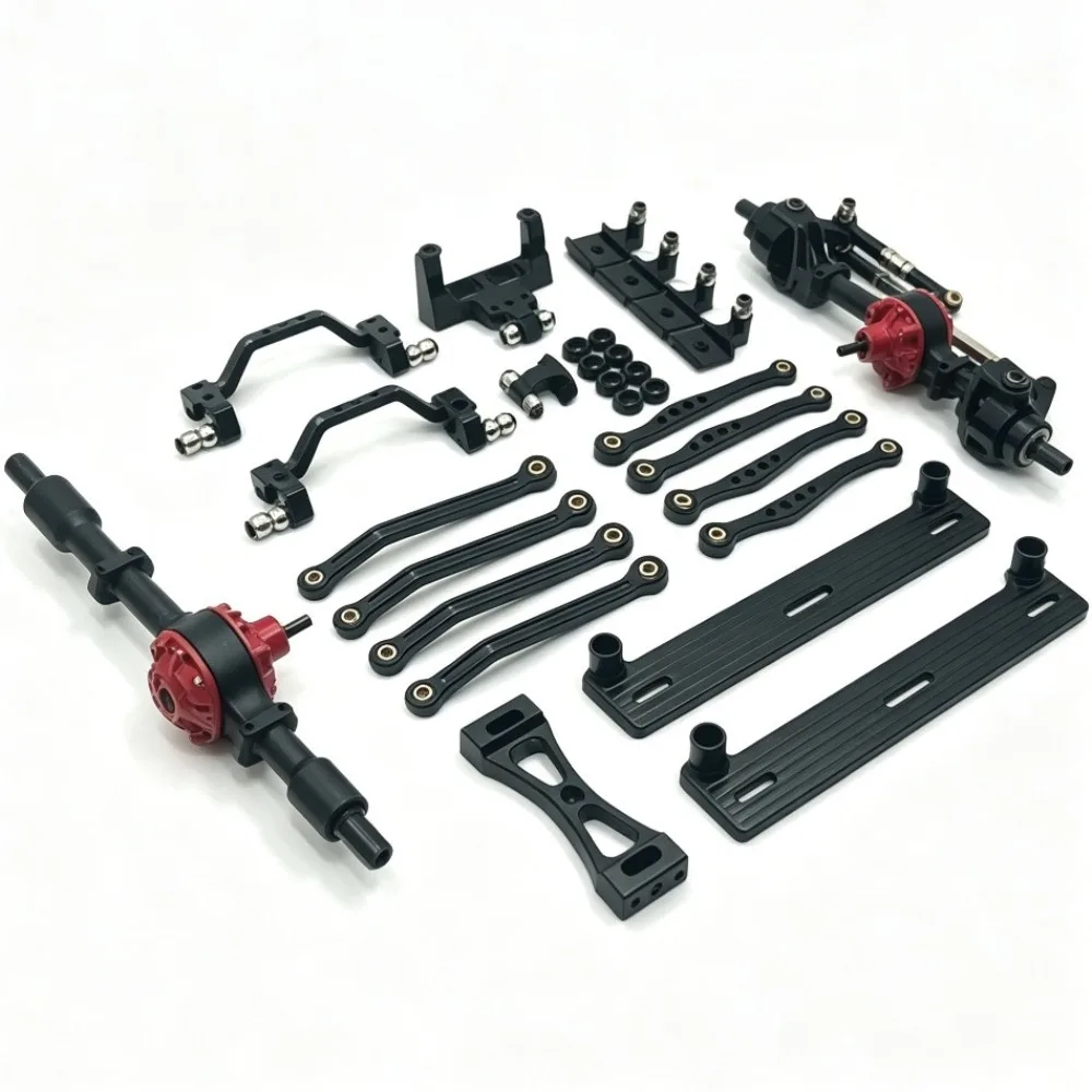 RC Car Metal Front Rear Axles Foot Pedals Linkages Shock Towers Servo Mount Upgrade Kit Applicable To WPL 1/16 C64 Toyota Hilux