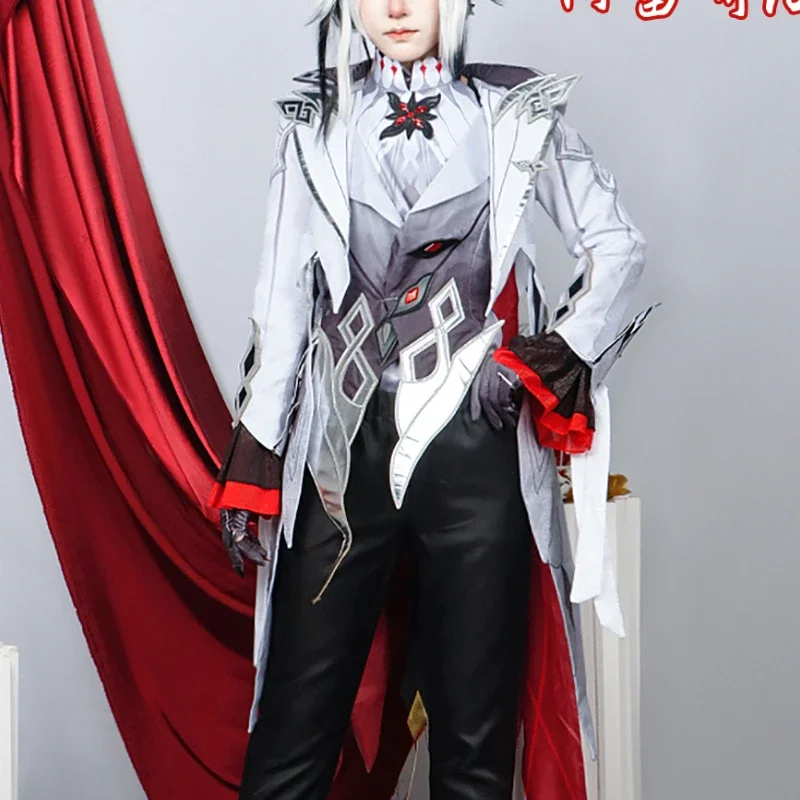 Genshin Impact Harlequin The Knave Cosplay Costume Full Set Wig Uniform Eleven Fatui Harbingers Outfit Halloween Carnival Party