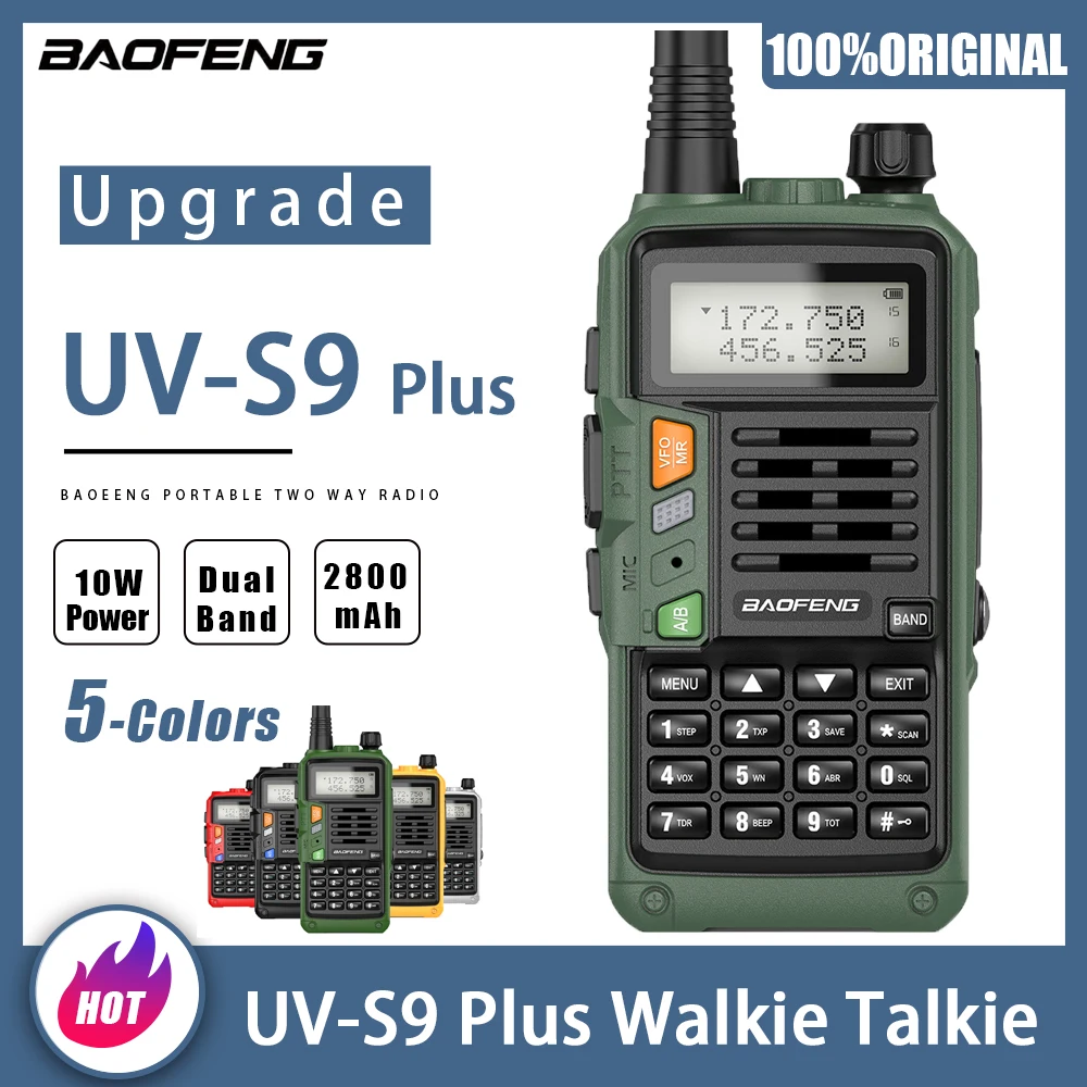 

UV-10R Plus BAOFENG UV10R Upgraded Version Walkie Talkie 2800mAh Dual Band UV S9 Pro Two Way Radios Handheld Transceiver