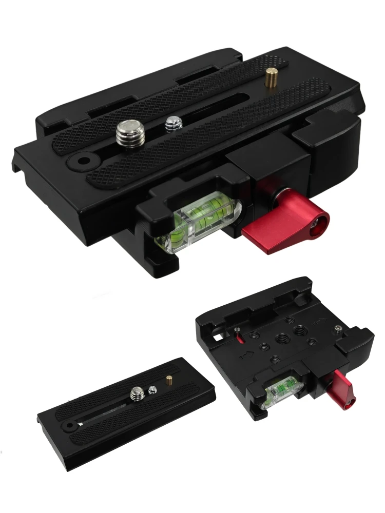 Adapter szybkozłączki do aparatu DSLR, kamery, statywu, monopodu, płyta ze stopu aluminium, mocowanie z otworami na śruby 1/4'' i 3/8'' — zdjęcie 2