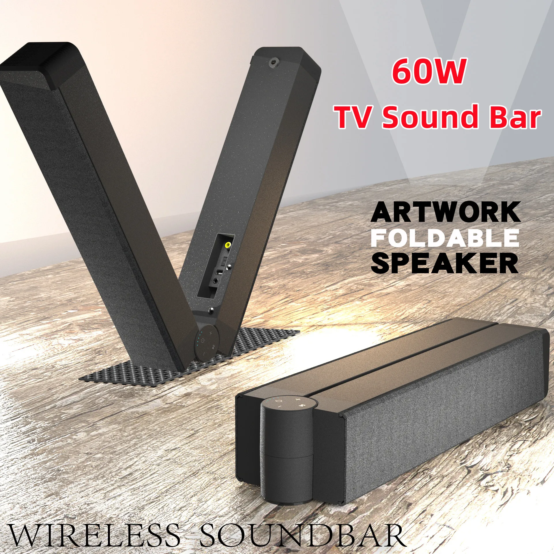 TV Sound Bar BT 5.1 Wireless Speakers with FM Collapsible Soundbar Home Theater Surround Sound System TF Card/Aux/RCA Connection 