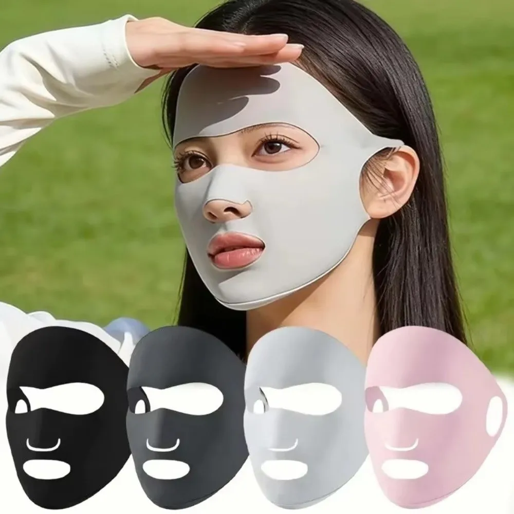 

Cool Ice Silk Sun Protection Mask Full Face Breathable Anti-UV Neck Scarf Dustproof Sunscree Sunshade Face Mask Summer