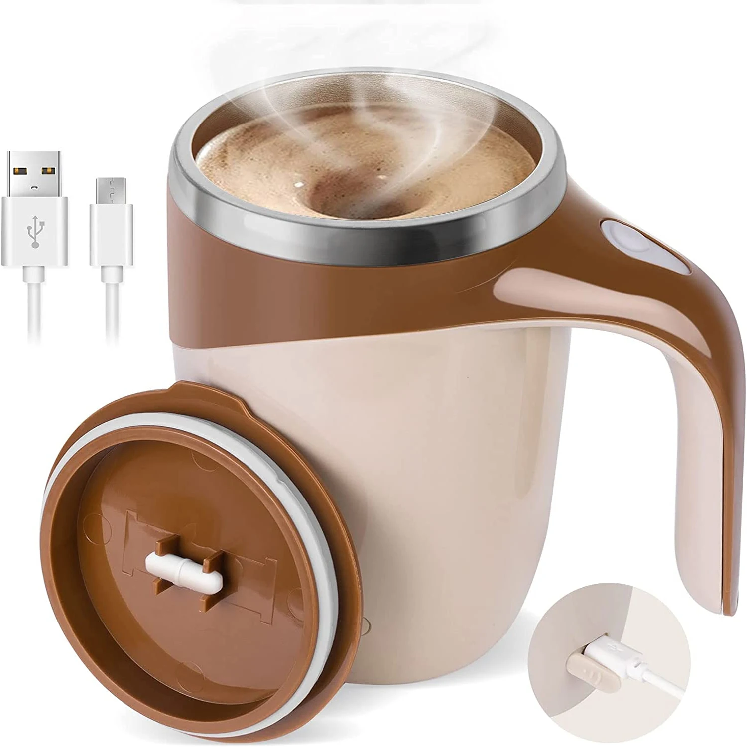 Automatic Mixing Cup Stirring Coffee Mug Electric Milk Mug Stainless Steel Mixing Magnetic Rotating Usb Charging Juice Water Cup