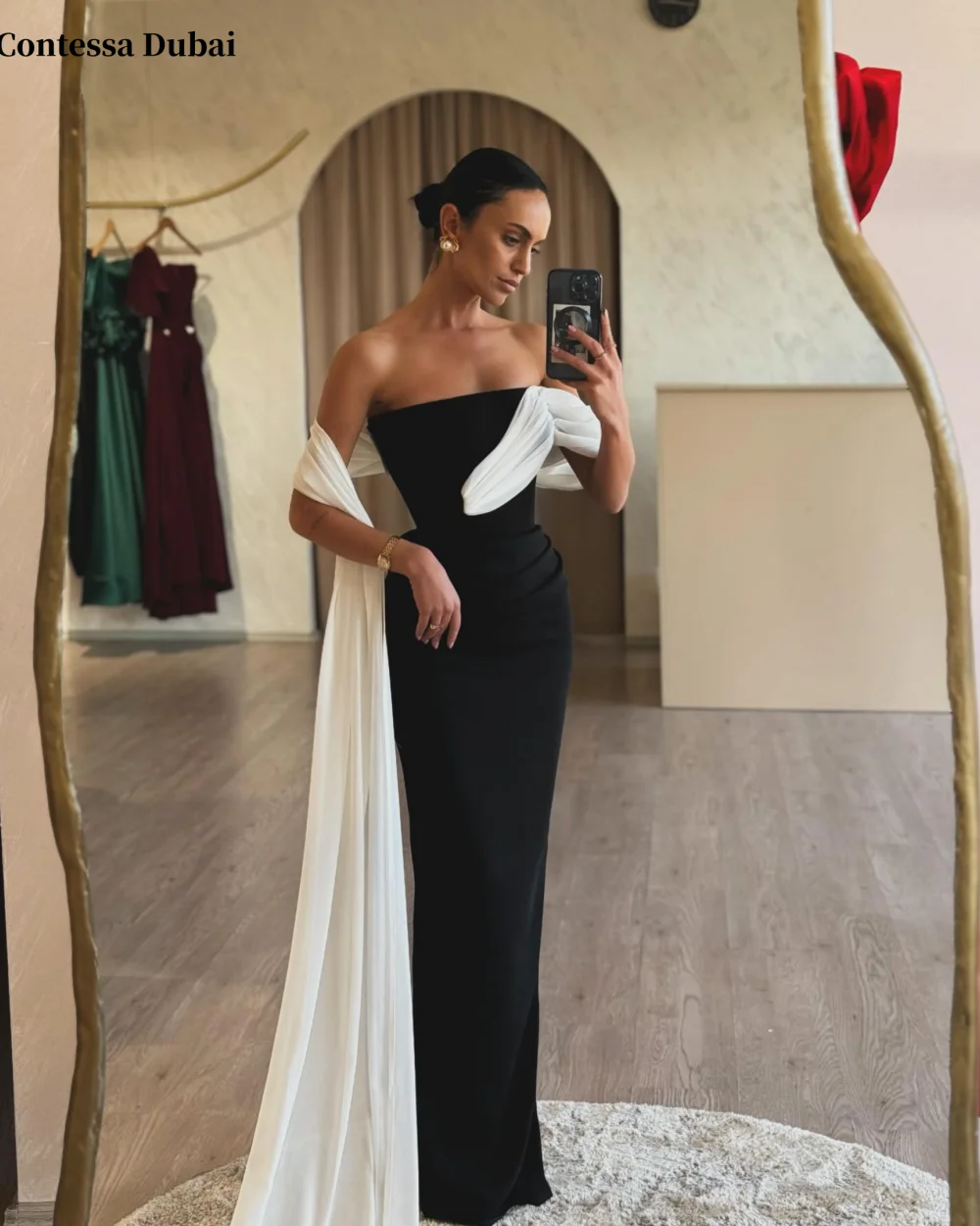 

Contessa Dubai customized Trumpet prom party dress With Draped Luxury Strapless vestidos de noche Floor-Length Formal Evening