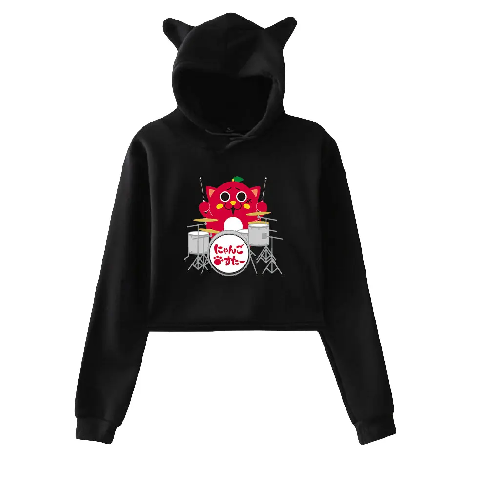 

Nyango Star Pullover Cat Ears Hoodie Long Sleeve Sweatshirts Female Crop Top Women's Clothes