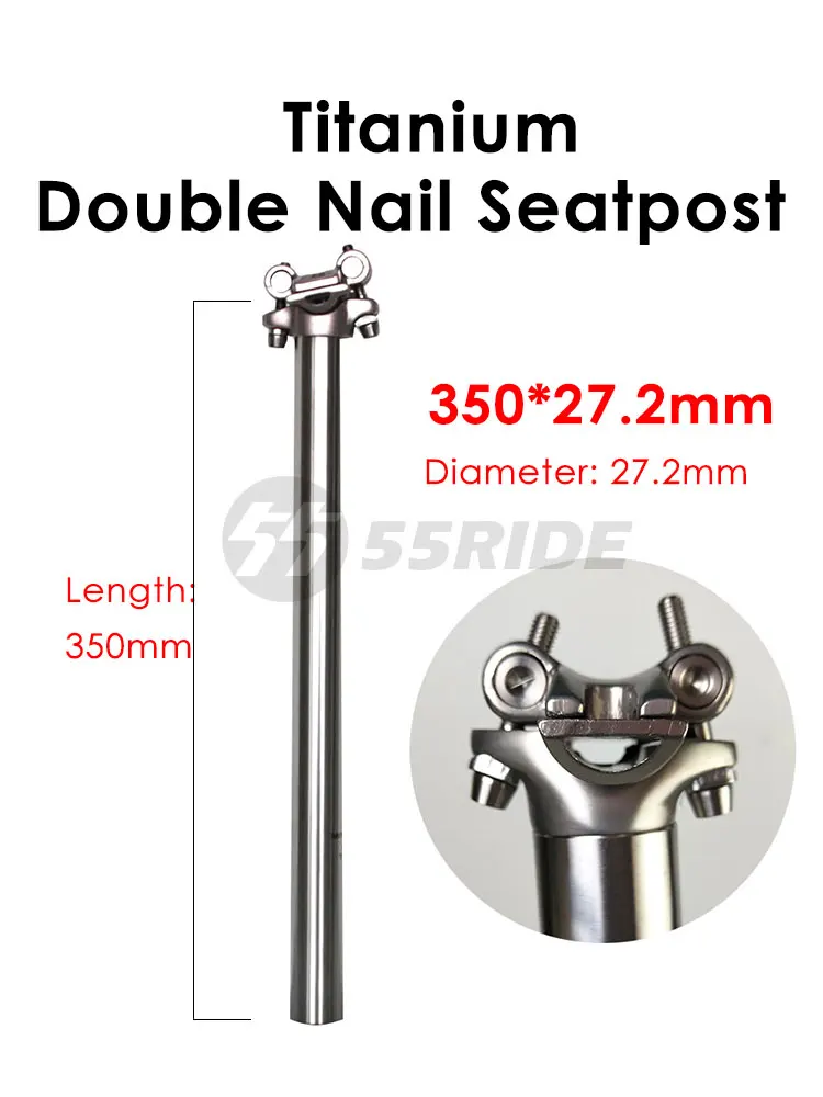 Titanium MTB Saddle Seatpost, Bicycle Seat Support, Double Nail Sitting Pole, Cycling Accessories, 27.2mm * 350mm