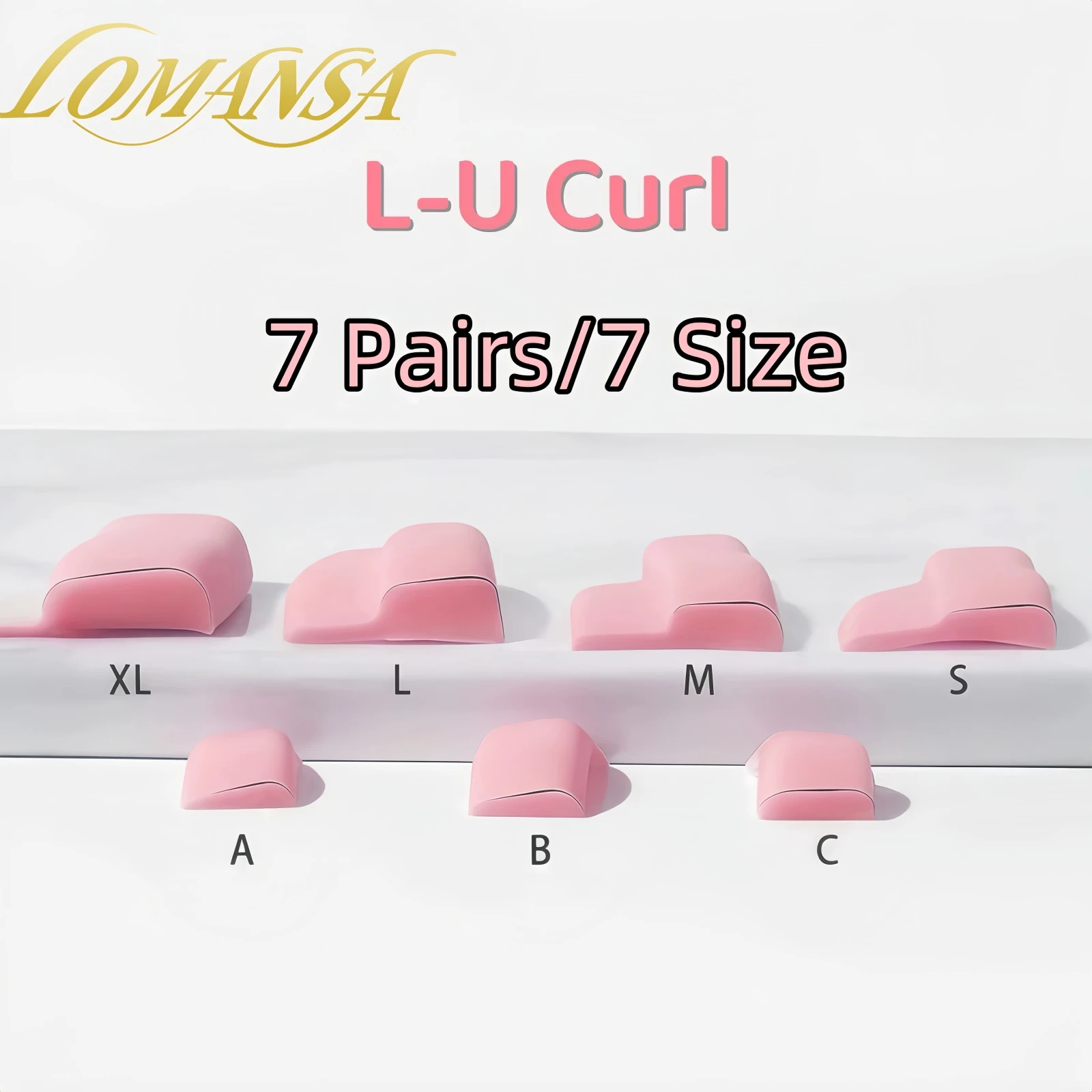 Lomansa 7 Pairs L Curl Silicone Eyelash Perm Pads Sticky Lashes Rod Shield Lifting 3D Eyelash Curler Accessories Makeup Tool