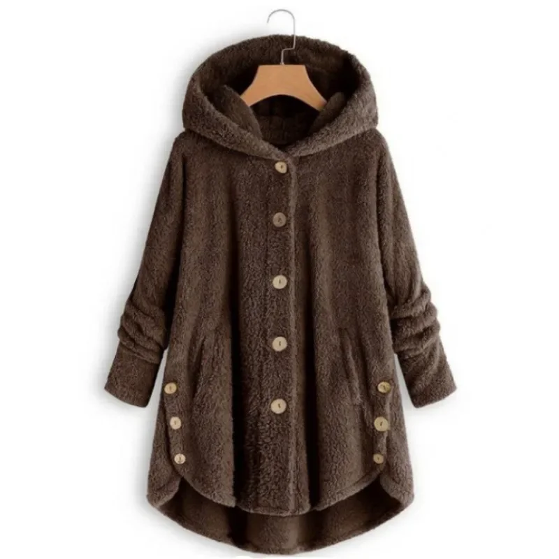 Autumn Winter Coat Women Warm Teddy Bear Coat Wool Jacket Female Plush Coat Hooded Jacket New Women\'s Coats Solid Color Jacket