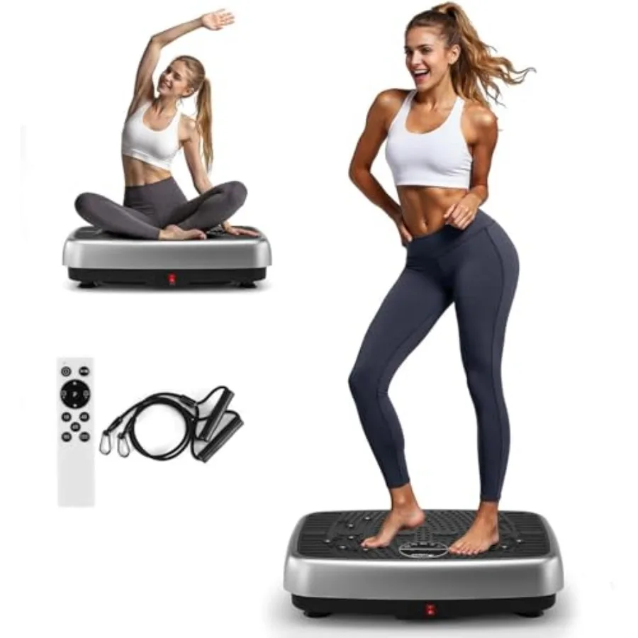 

Vibration Plate Exercise Machine for home gym use steel frame with black finish dual motor vibration for lymphatic drainage and