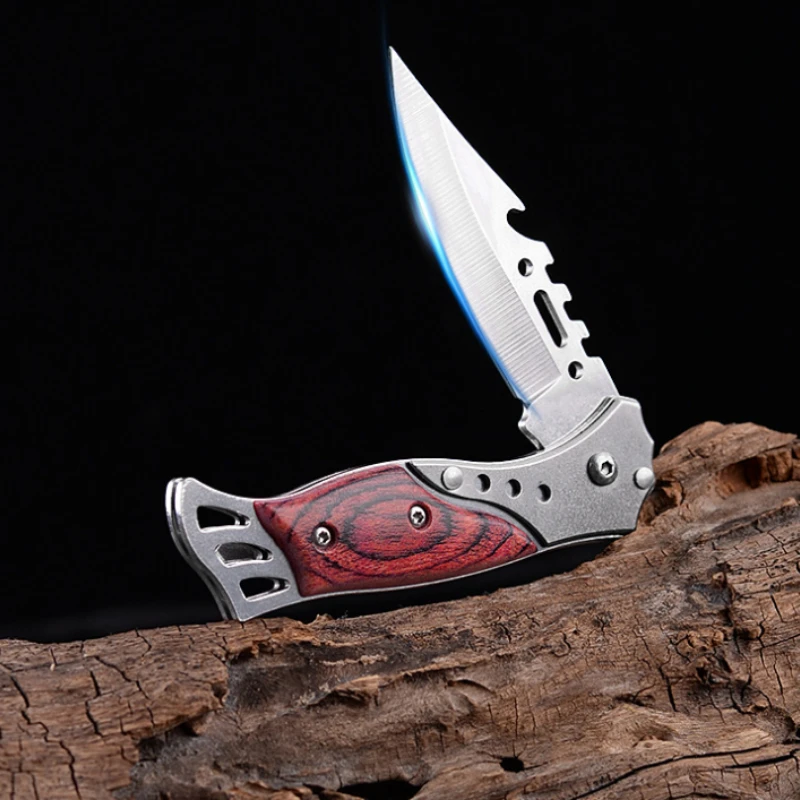 Portable Outdoor Camping Folding Knife, Mini Compact Pocket Folding Knife, Stainless Steel Self-Defense Survival EDC Knife