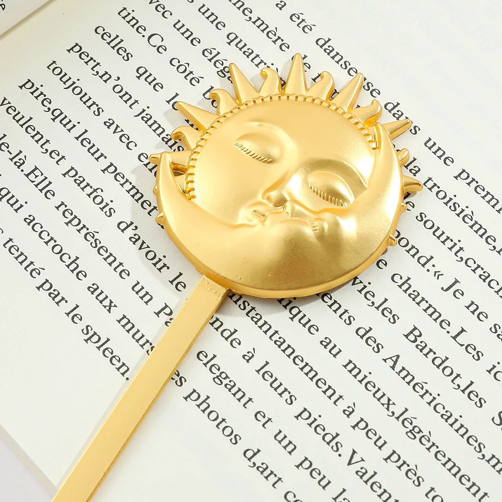 

Luxury Gold Color Sun and Moon Bookmarks for Women Men Book Lover Gifts Birthday Graduation Gifts for Friends Students