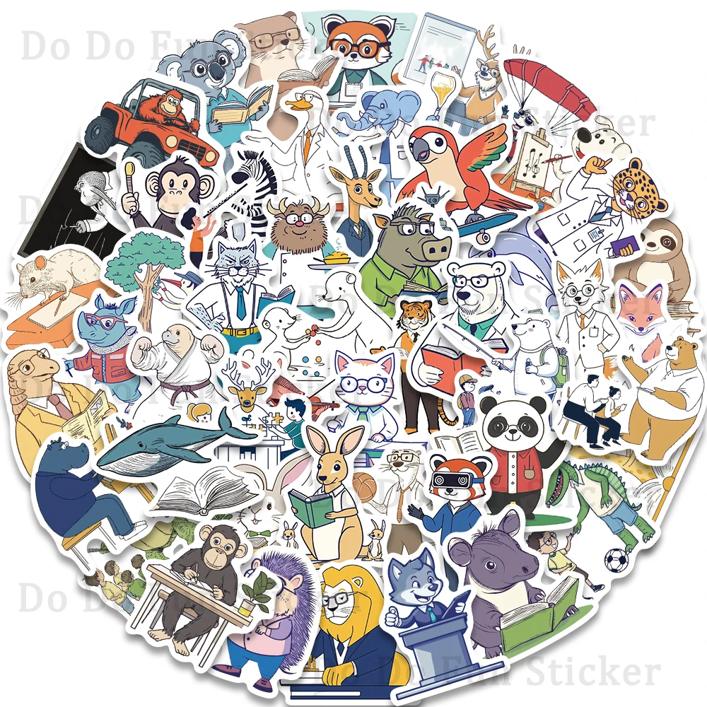 50 pçs dos desenhos animados aprendizagem criativa amor leitura animal tiantuan adesivos à prova dwaterproof água decoração caixa de papelaria portátil caso do telefone