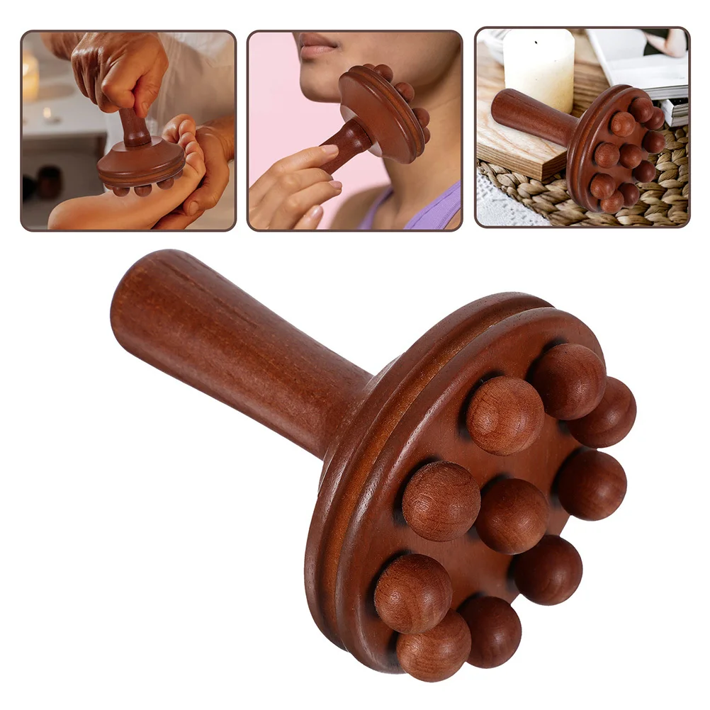 Escova de massagem portátil de madeira, 2 peças, ferramenta massageadora corporal portátil, tecido profundo, alívio muscular, pescoço, ombro, perna, dor, remoção de celulite