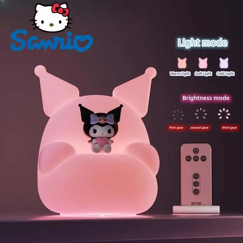 

Новинка, прикроватная лампа Sanrio Kawaii Kuromi Cinnamoroll, милая мультяшная спальня, ночник, детская комната для студенческого общежития, тёплая лампа для чтения